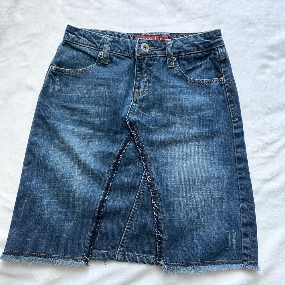 Mudd Vintage Dark Blue Denim Y2K Pencil Skirt